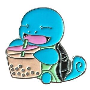 Pokemon Squirtle and Boba Drink Enamel Pin